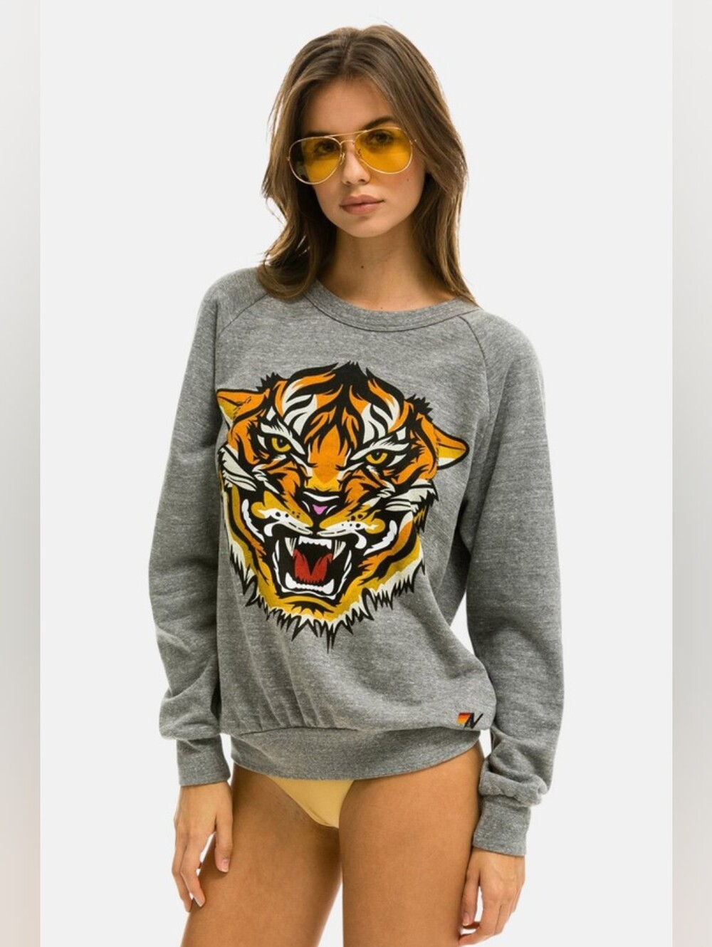 Rare Aviator Nation Tiger Heather Grey  Sweatshirt XS